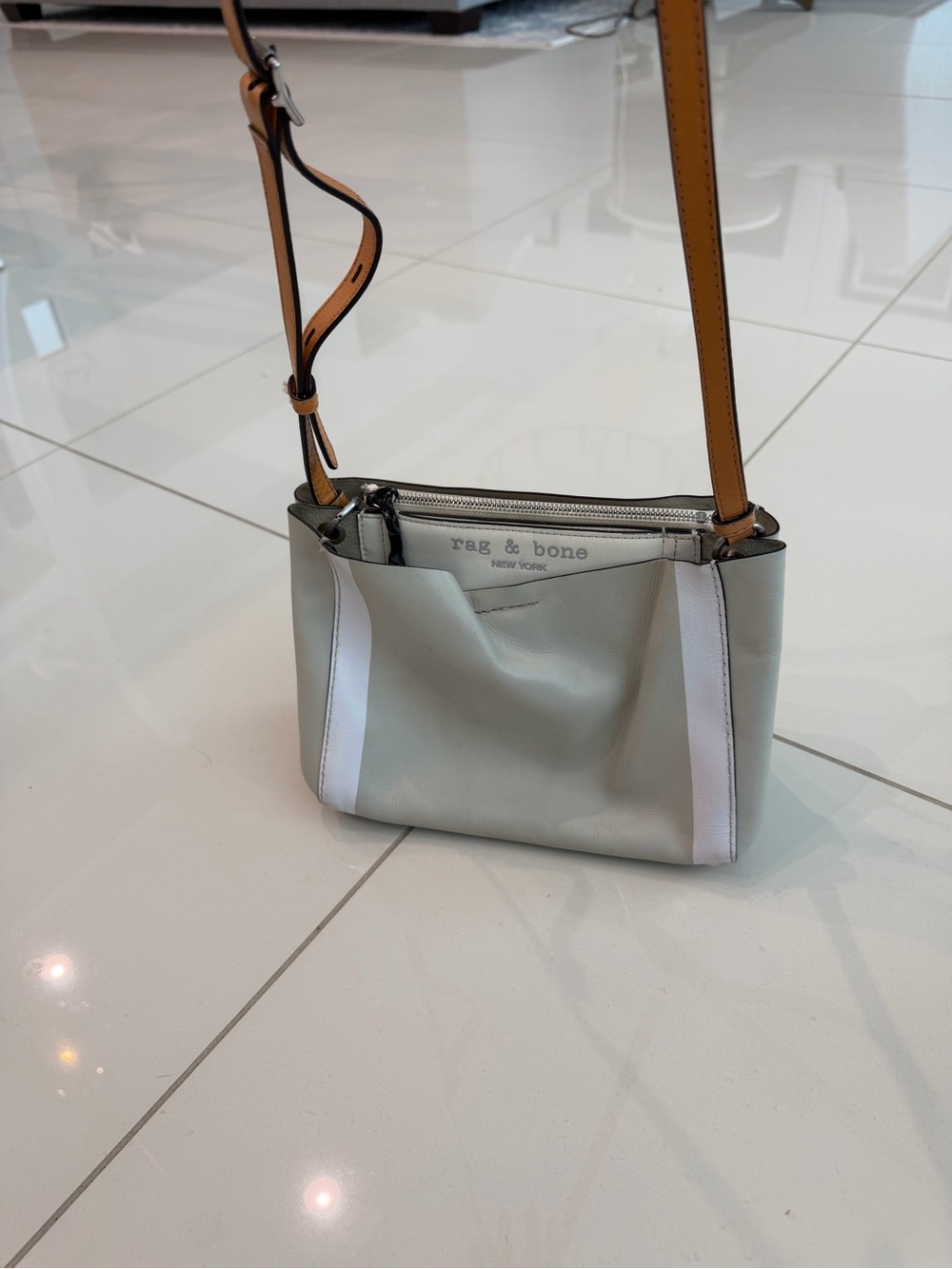 rag & bone Cream Crossbody Bag with Tan Strap passenger bag